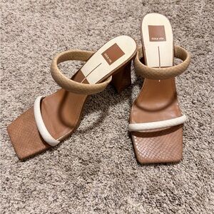 Dolce Vita Brown and Cream Heeled Sandals